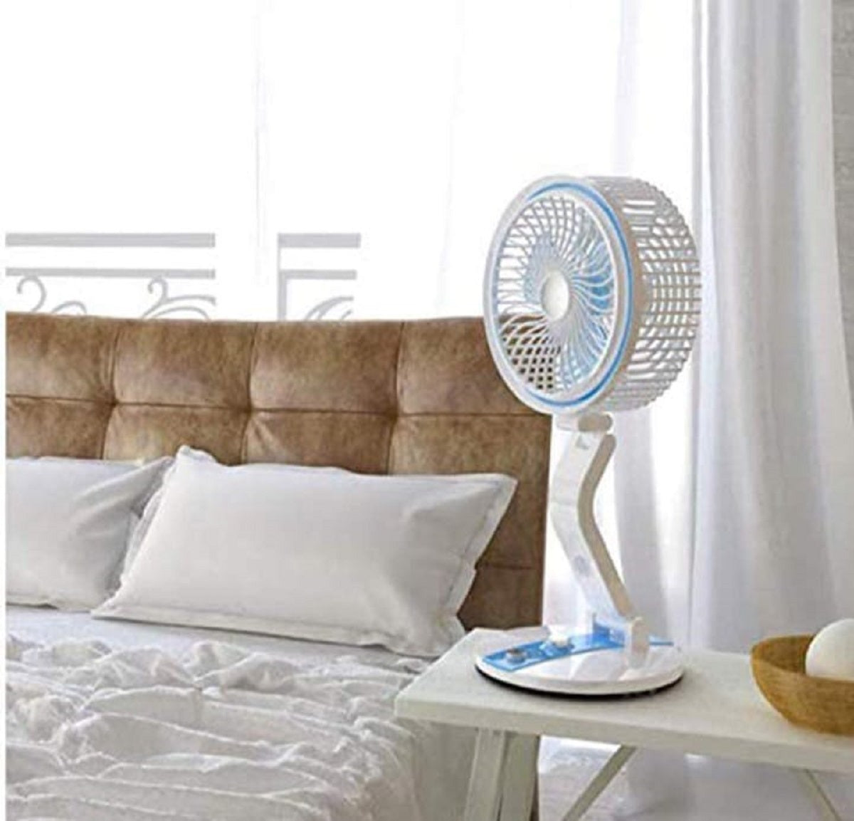 Portable Fan LED Light USB Rechargeable Folding